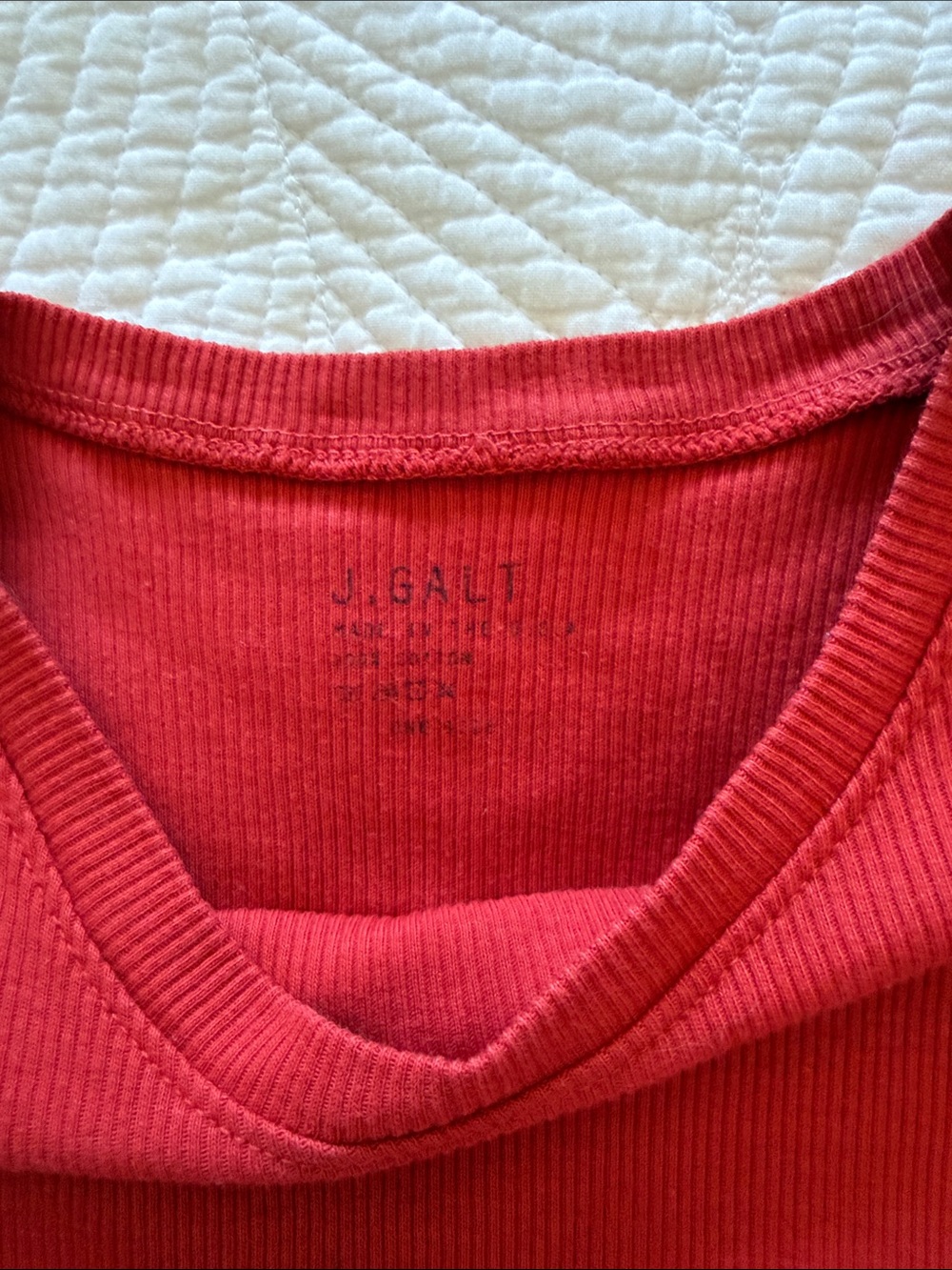 Women’s Short Sleeve Red Ribbed Tee - Picture 2 of 2